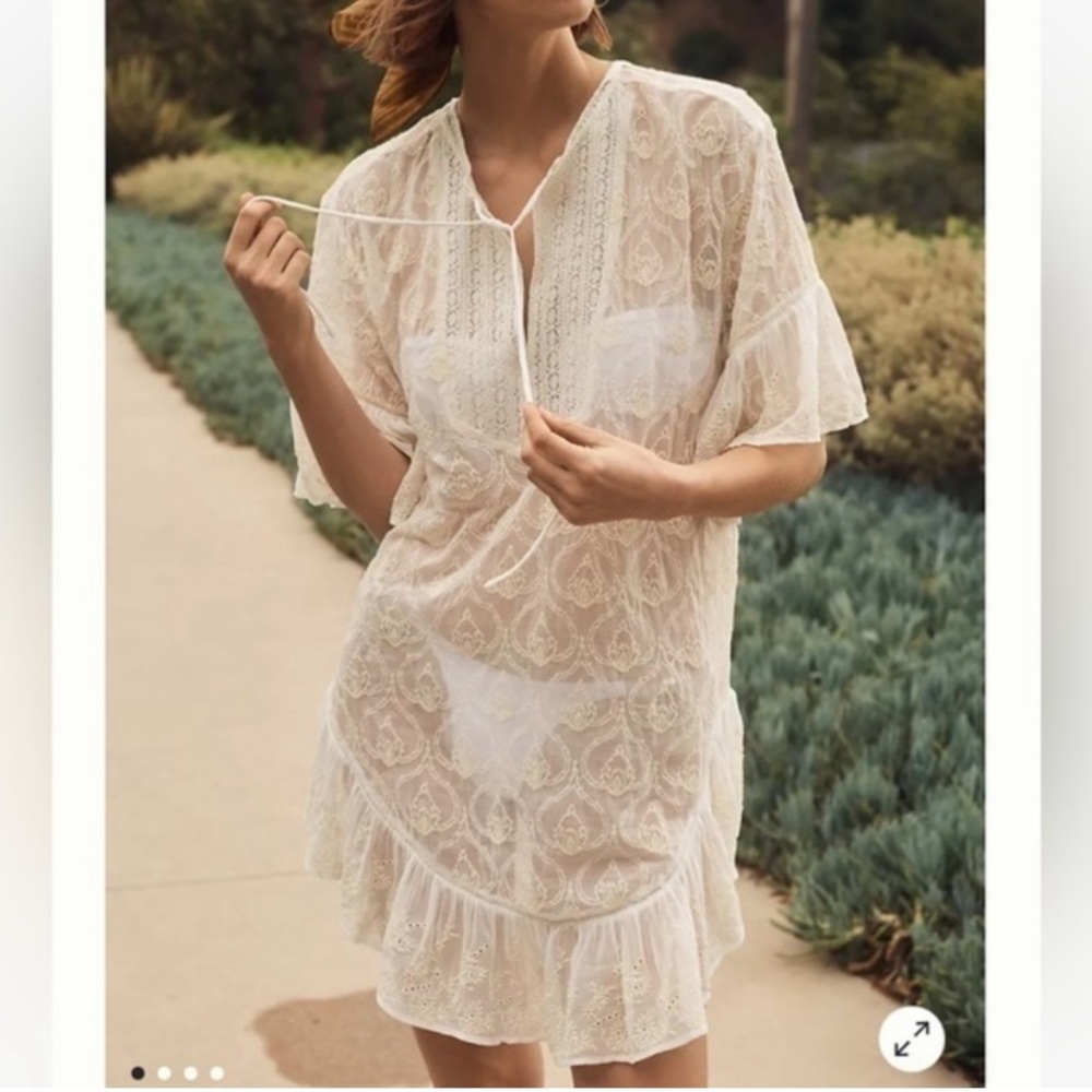 Anthropologie sheer embroidered cover-up sz XL